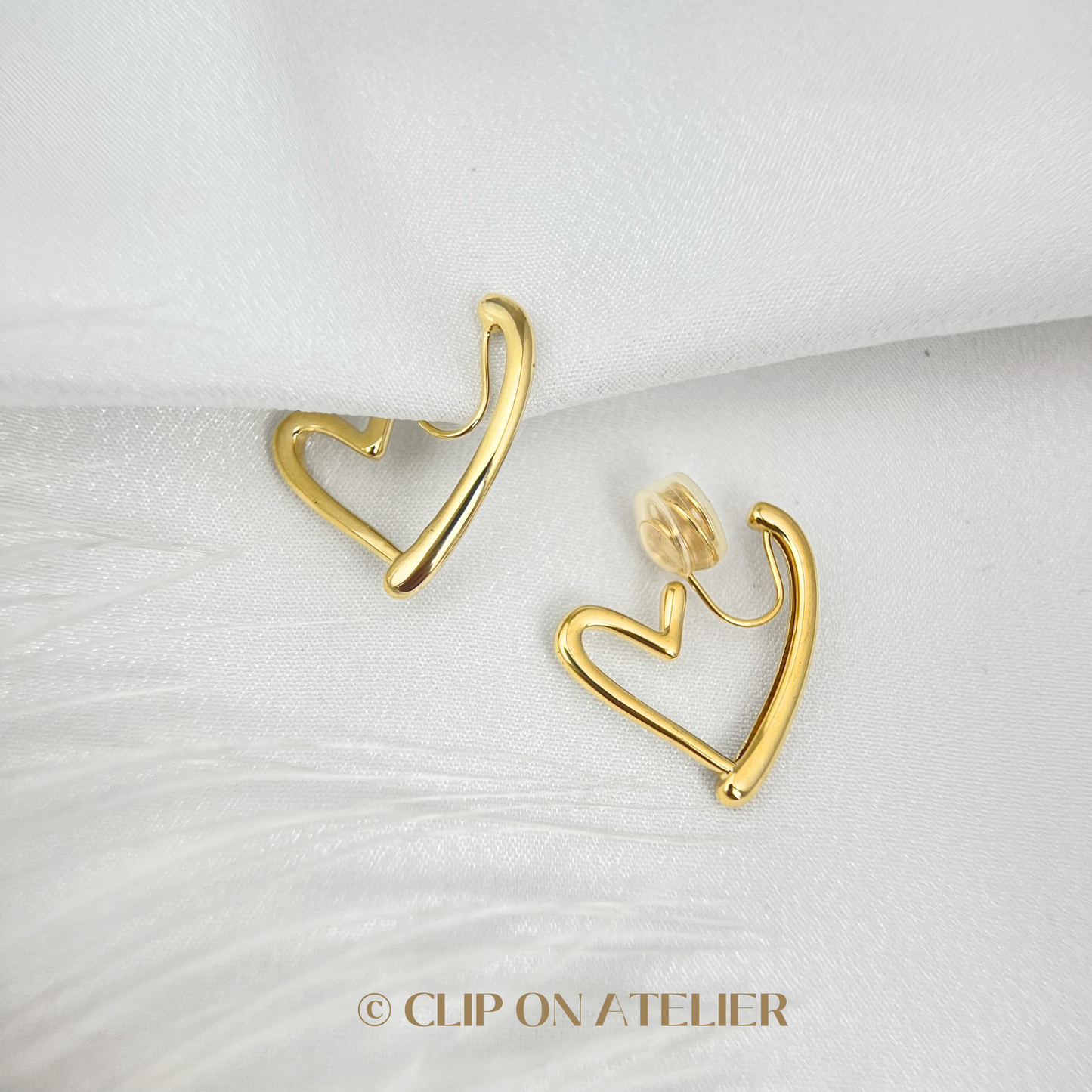 Minimalist Heart Hoop Clip On Earrings