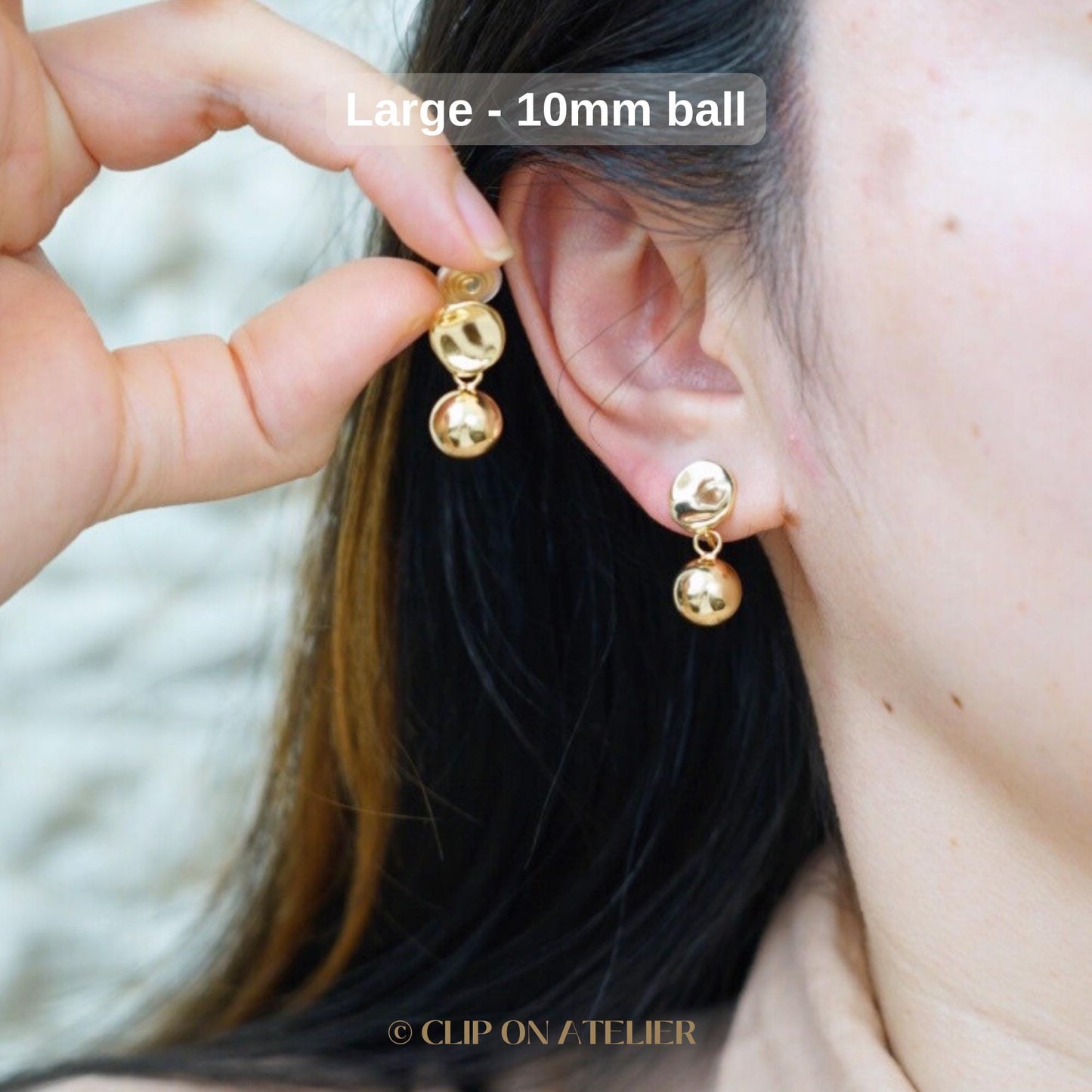 Clip On Earrings Minimalist Gold Ball