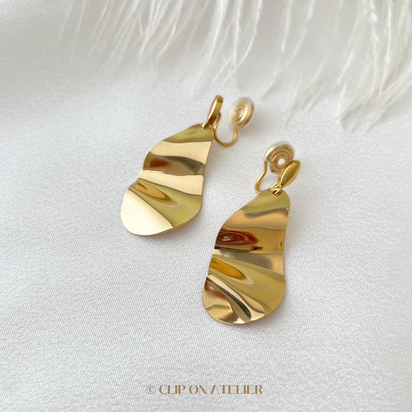 Clip On Earrings Minimalist Irregular Chunky Gold Hoop Drop Boho Dangle Earrings, Non Pierced Ears, Dainty Clipon Jewelry Gift For Her Mom