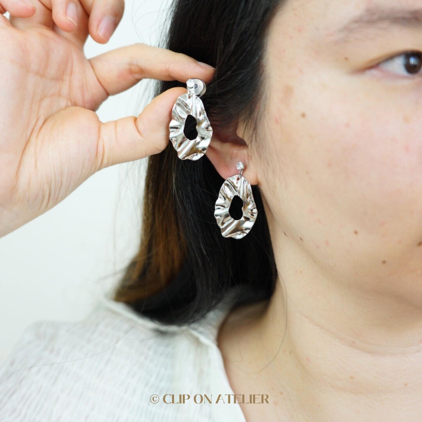 Minimalist Irregular Clip On Earrings, Gold / Silver