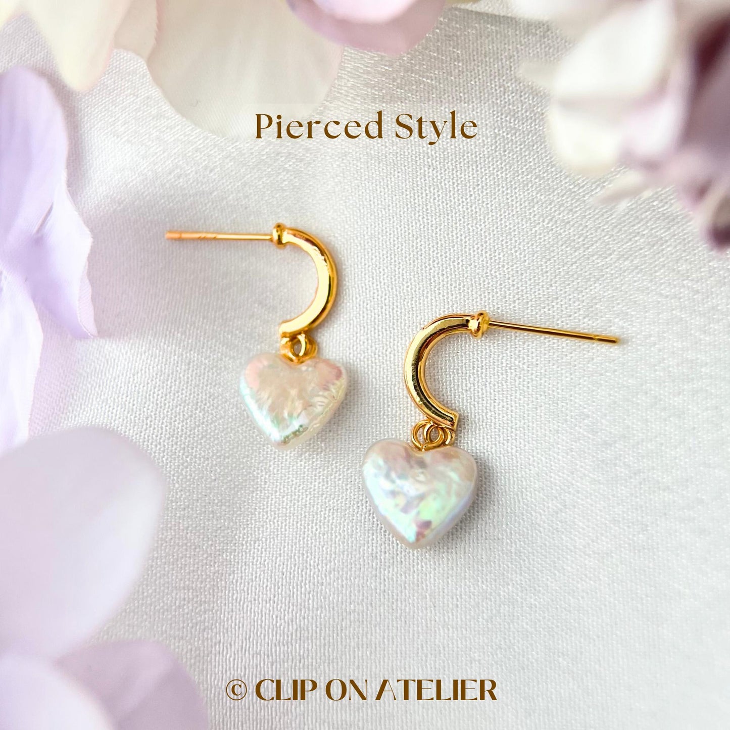 Clip On Earrings Pearl Heart Love Gold Hoop Minimalist Huggies Dainty Bridal Drop Earrings, Non Pierced Ears, Boho Bridemaid Gifts Birthday