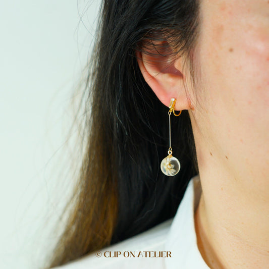 Fairy Resin Daisy Clip On Earrings