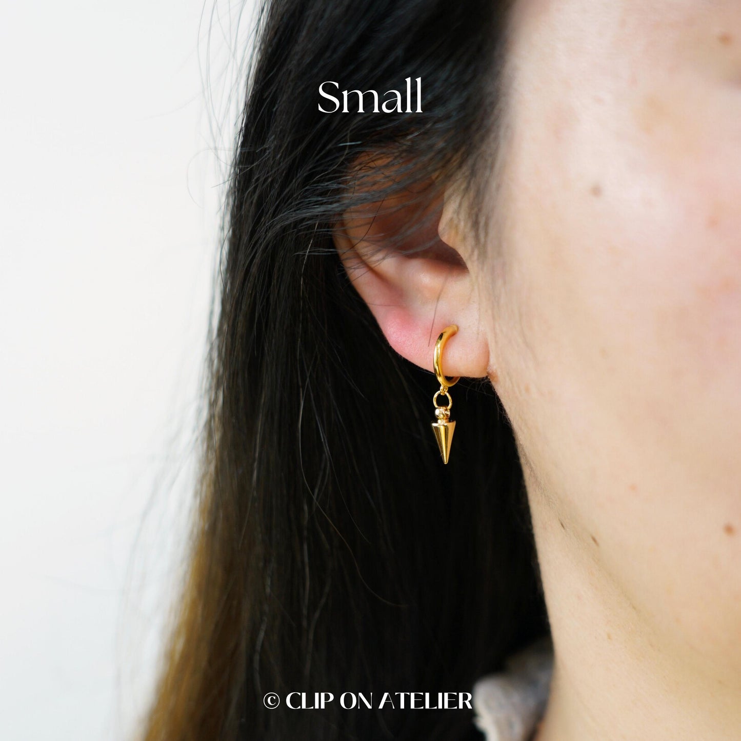 Spike Clip On Earrings Minimalist Silver Gold Small Hoop Dangle Huggies, Simple Edgy Hypoallergenic Ear Clips, Non Pierced Ears No Piercing