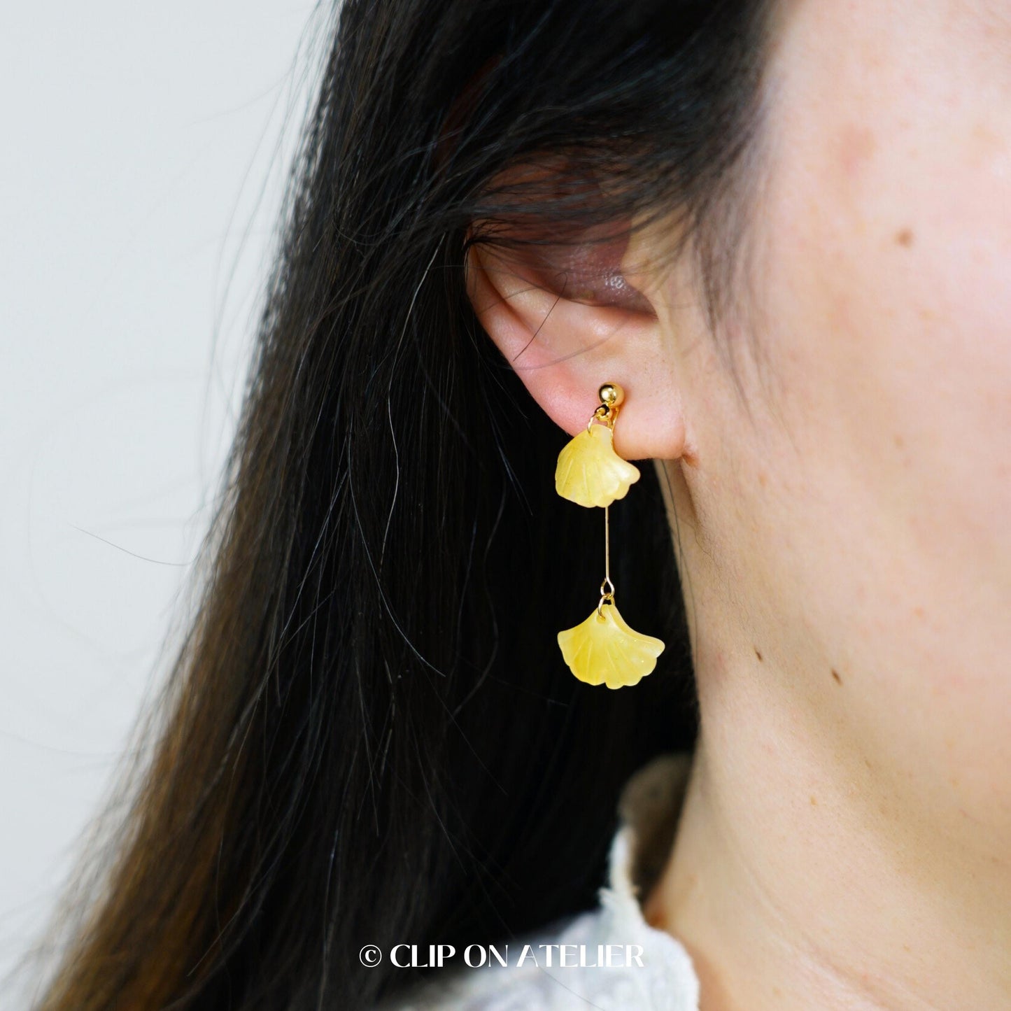 Ginkgo Leaf Clip On Earrings