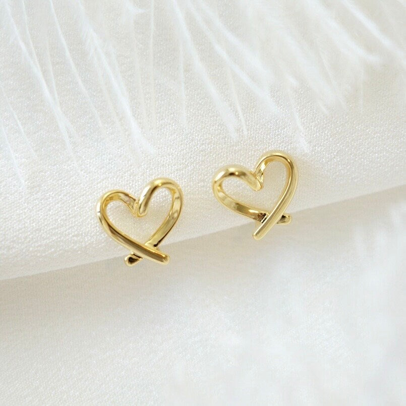 Dainty Love Heart Ear Clips | Gold & Silver