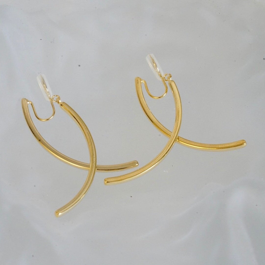 Double Tassel Drop Dangle Clip On Earrings; Gold or Silver