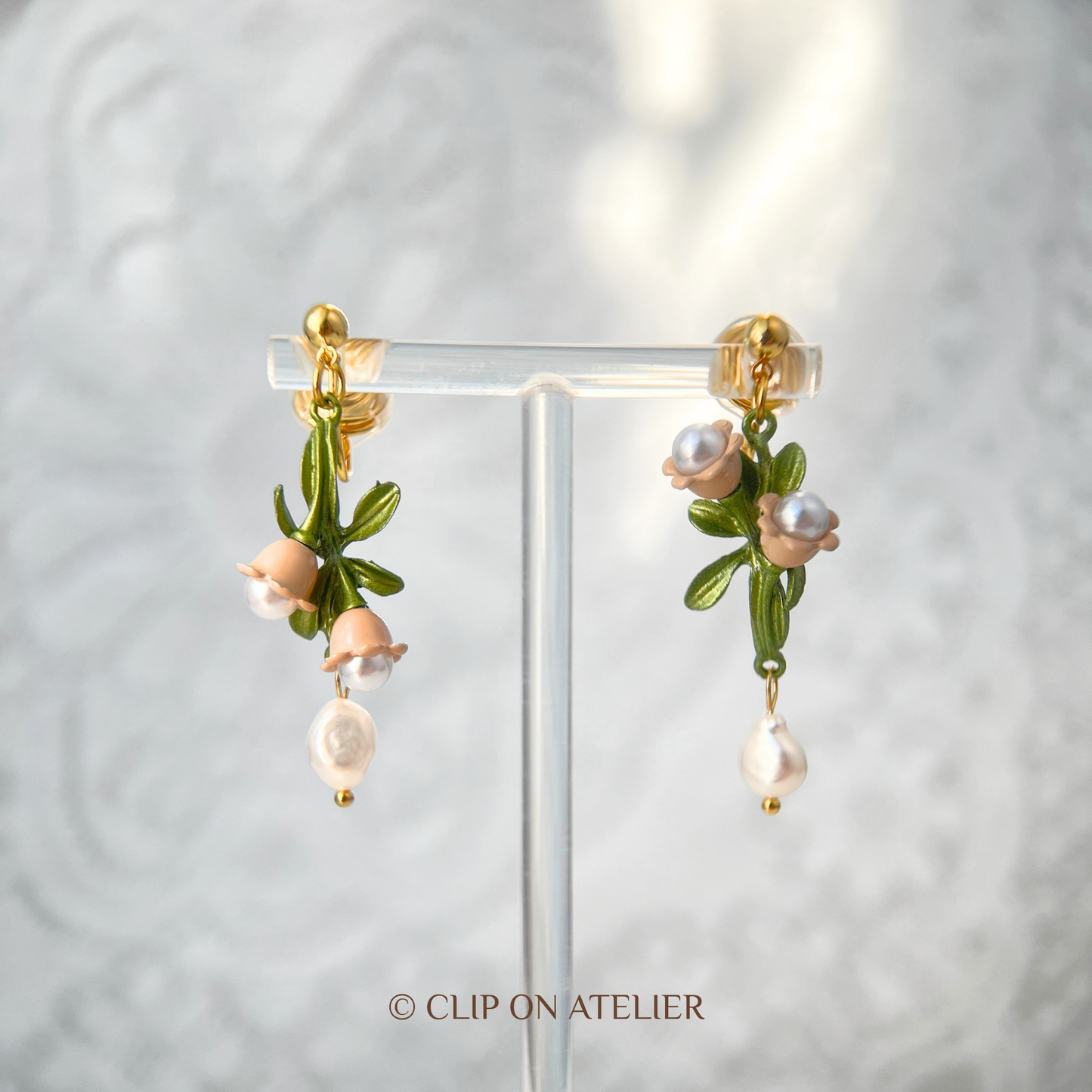 Lily of Valley Pearl Clip On Earrings