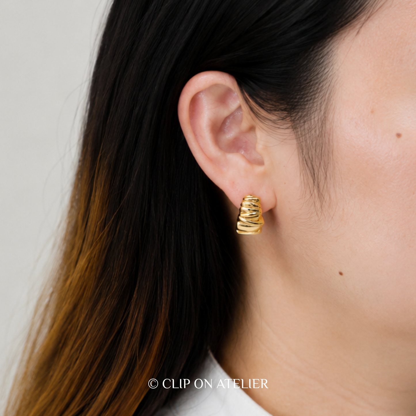 Statement Gold C-shaped Hoop Clip On