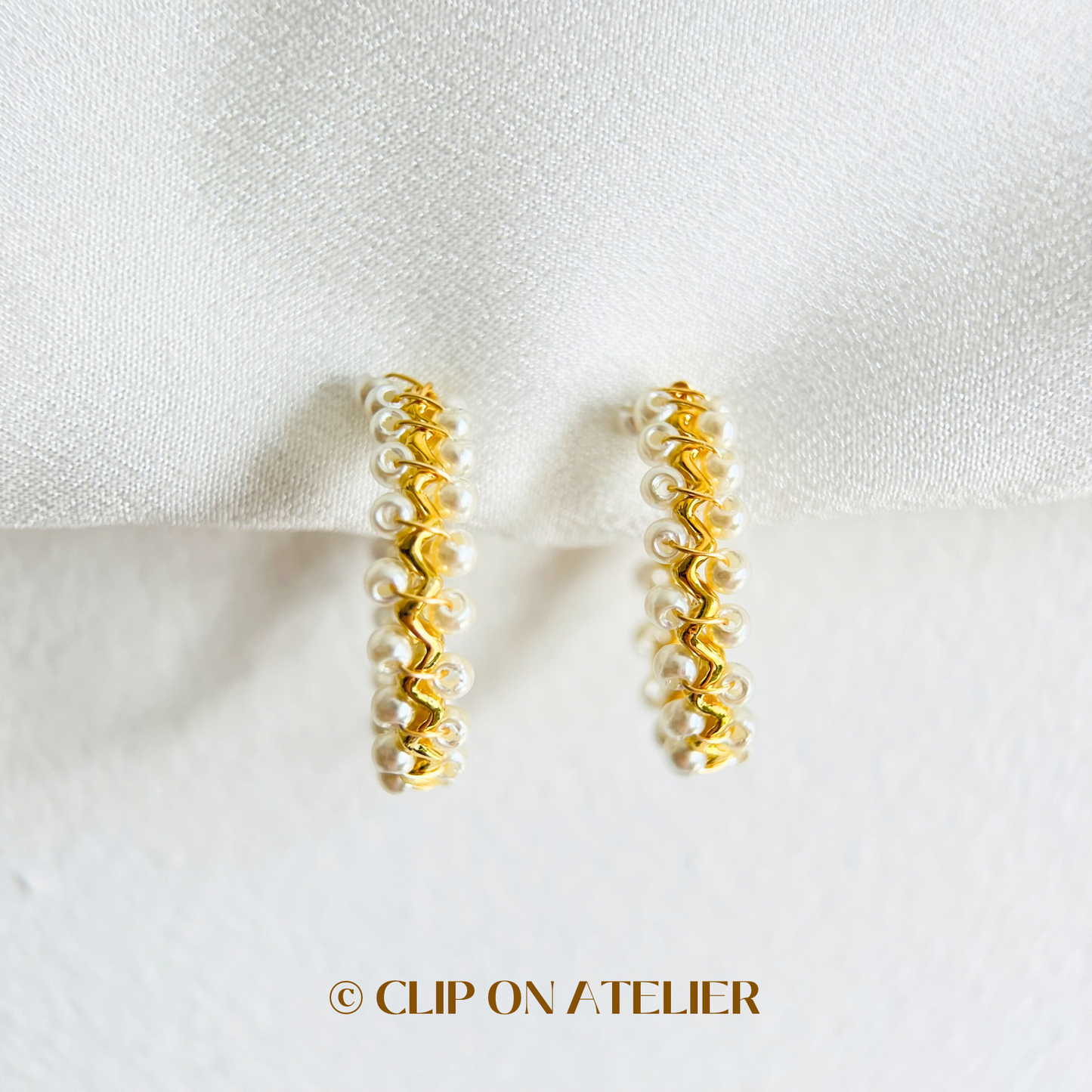 French Chic Style Pearl Hoop Clip On Earrings
