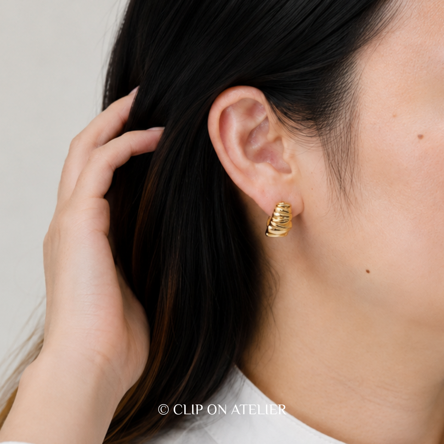 Statement Gold C-shaped Hoop Clip On