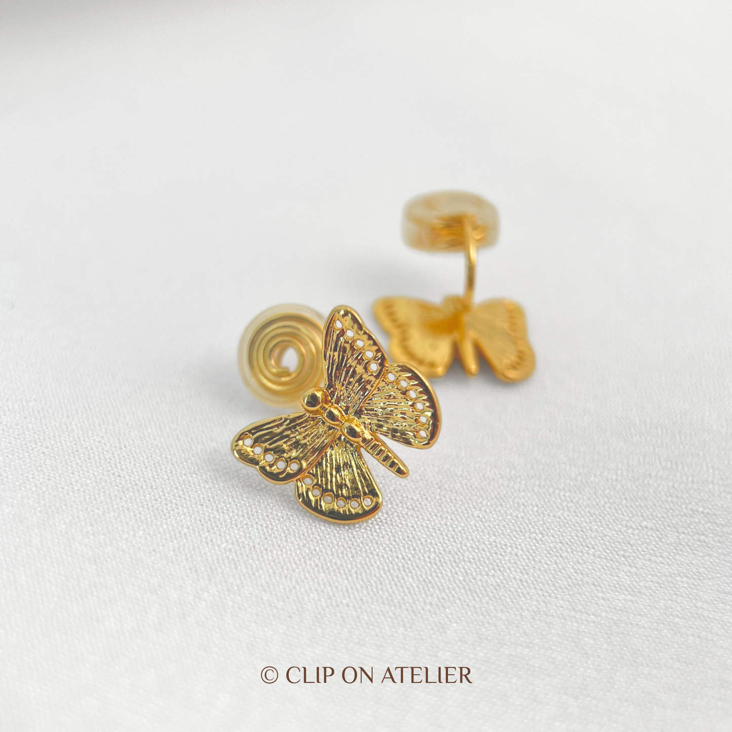 Refined Gold Butterfly Clip On Earrings