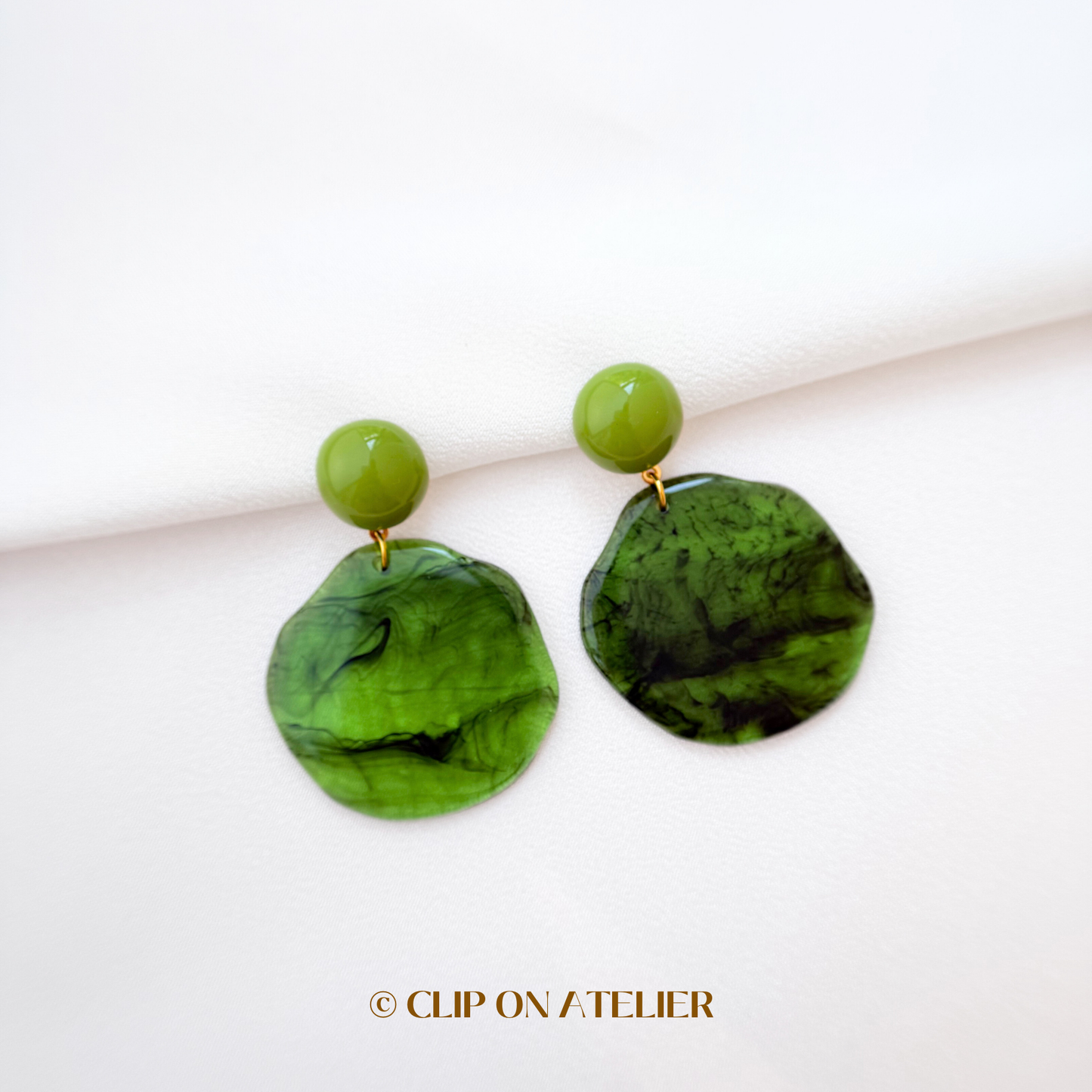 Artistic Statement Green Watercolor Clip On Earrings