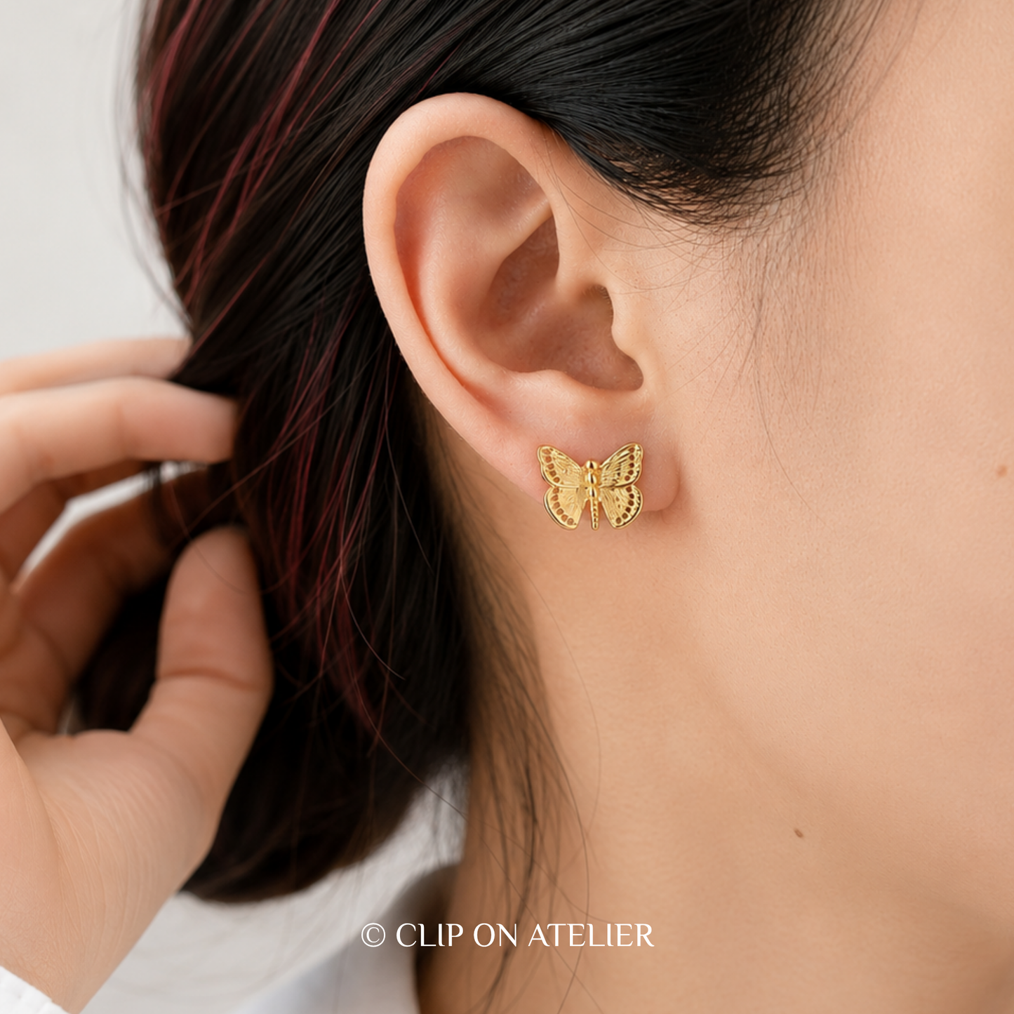 Refined Gold Butterfly Clip On Earrings