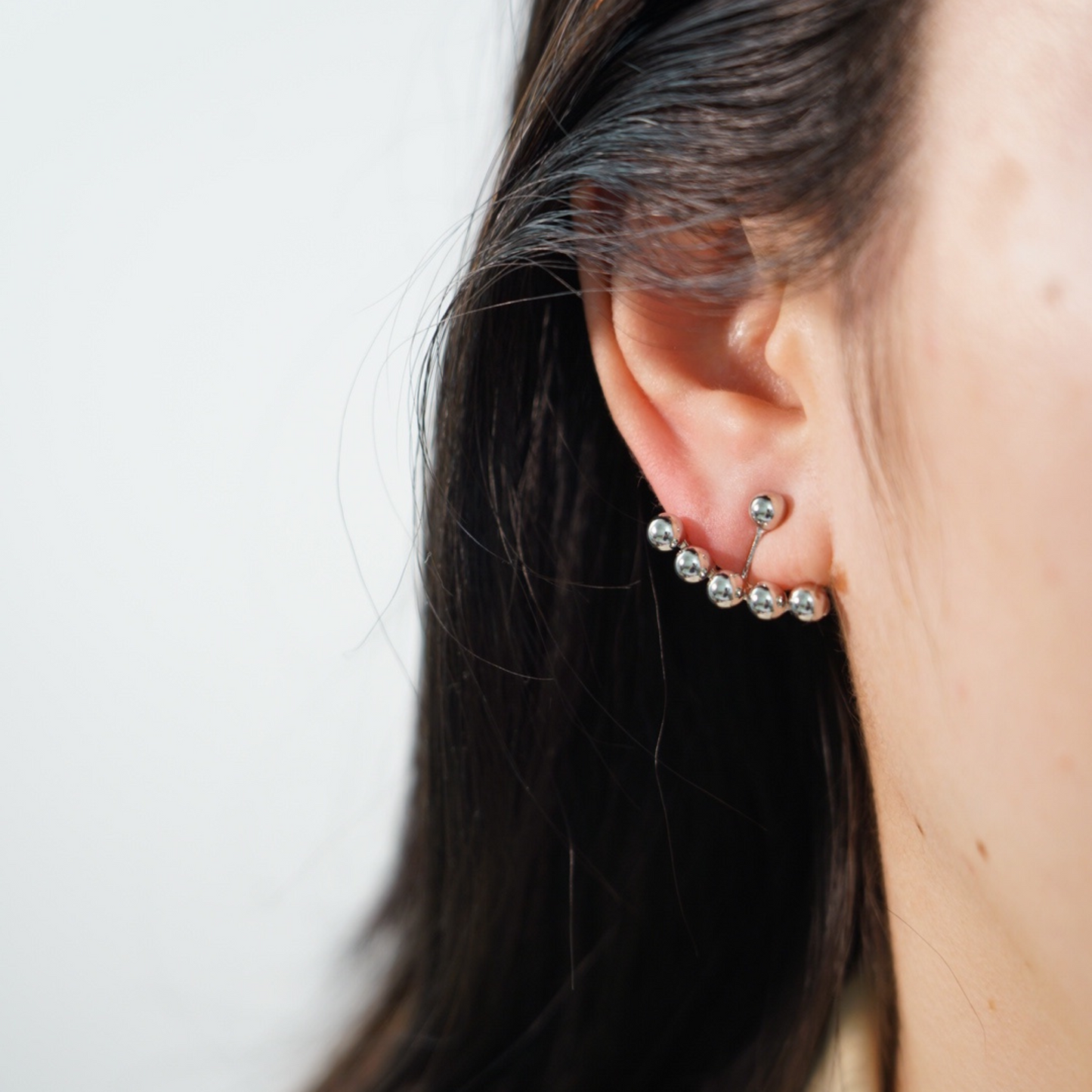 Small Balls Arc Shape Clip On Earrings, Gold & Silver