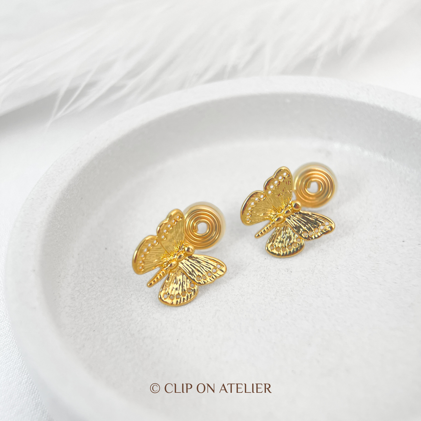 Refined Gold Butterfly Clip On Earrings