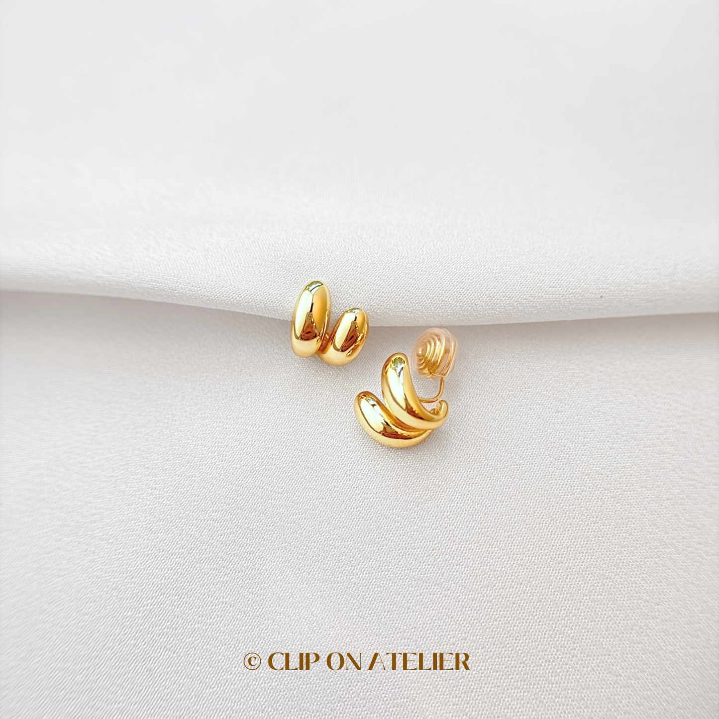 Minimalist Double Gold Hoop Clip On Earrings