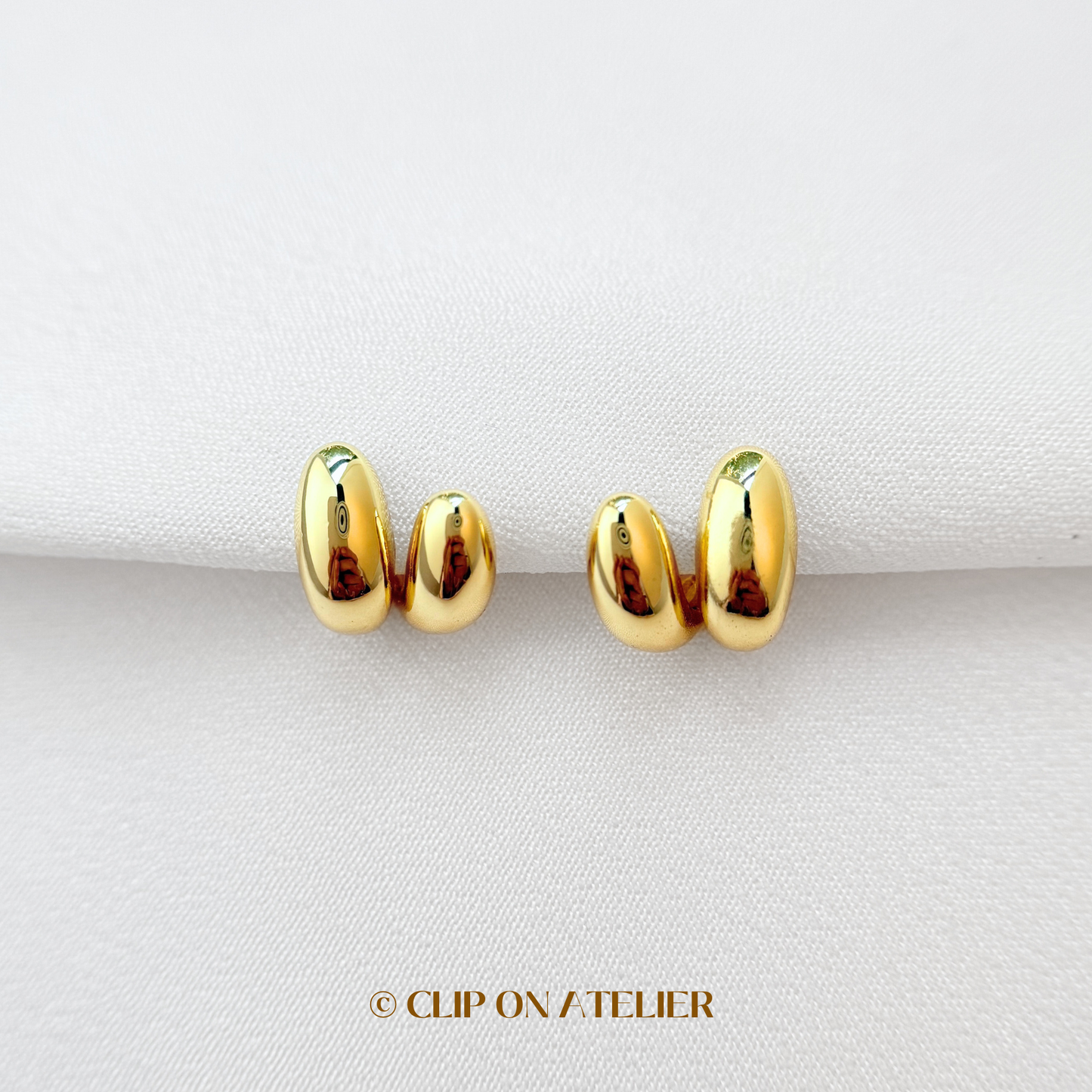 Minimalist Double Gold Hoop Clip On Earrings
