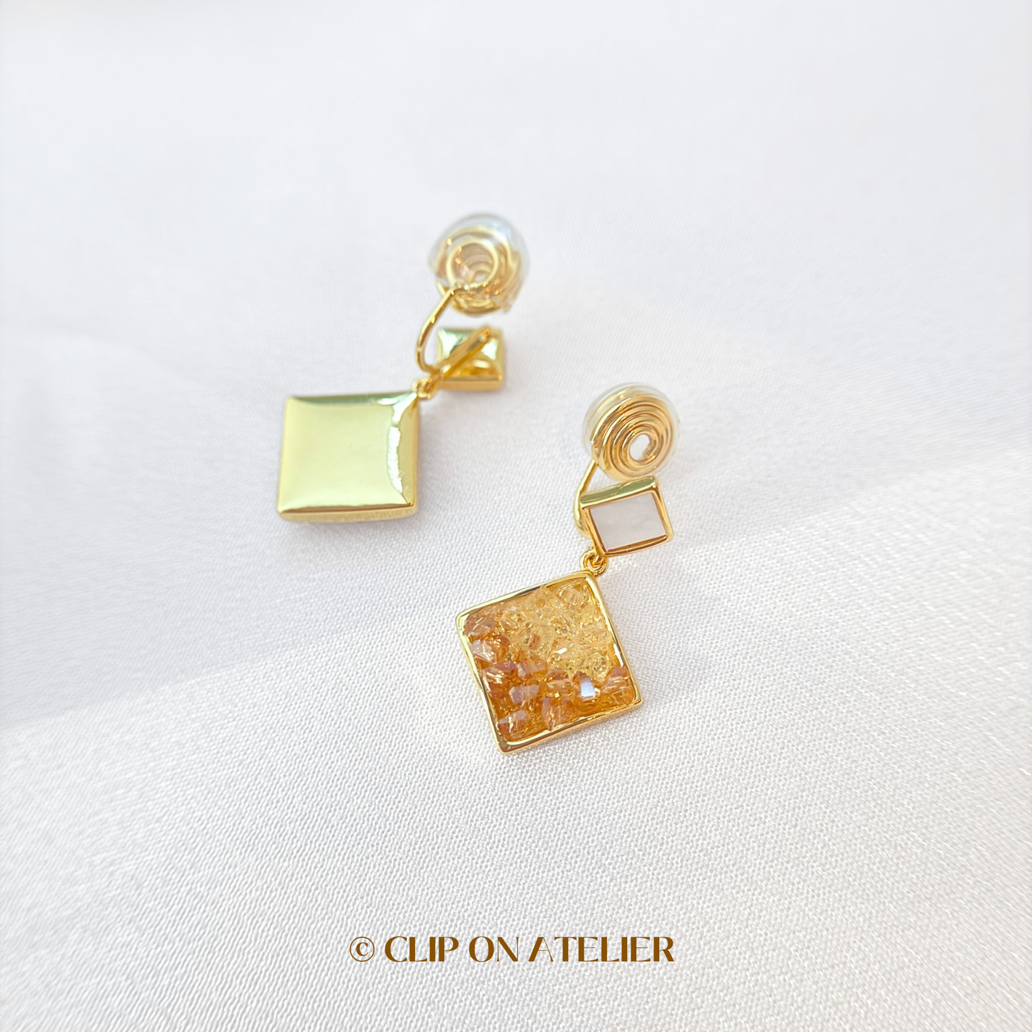 Sunrise-Inspired Crystal Clip On Earrings