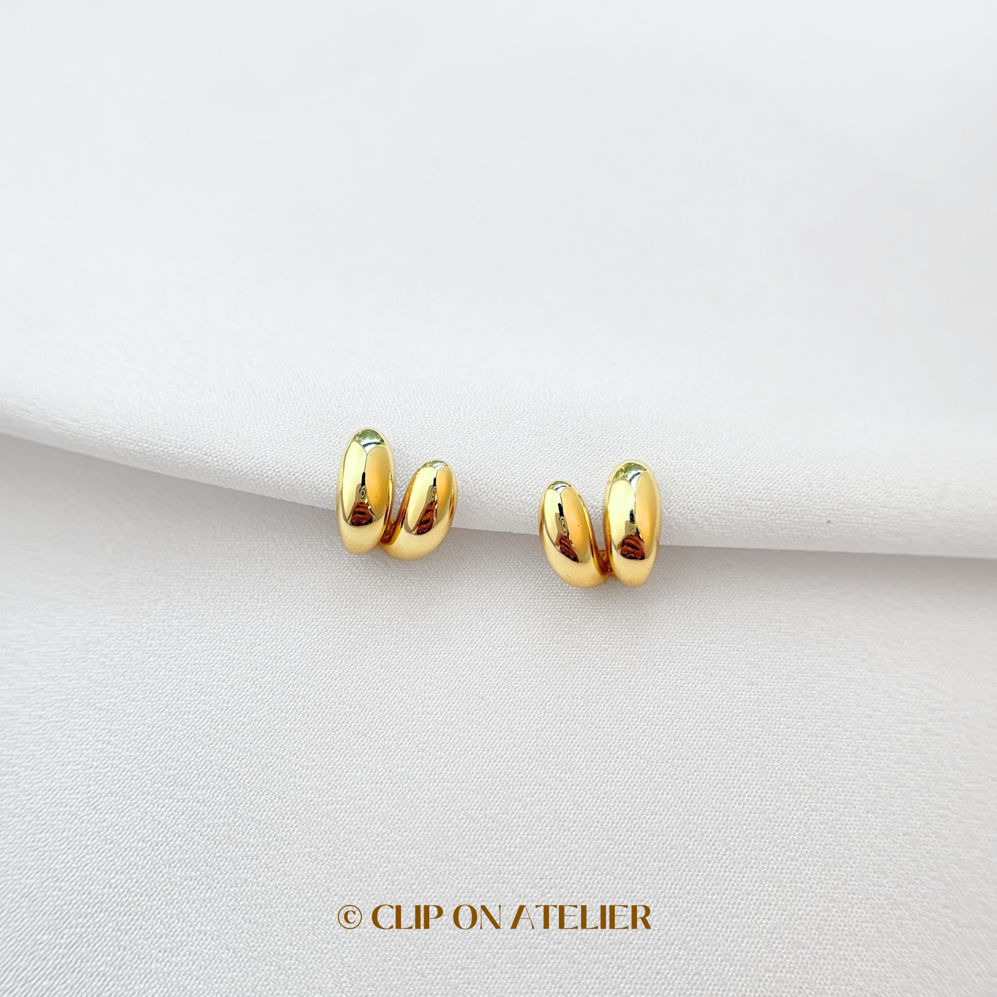 Minimalist Double Gold Hoop Clip On Earrings