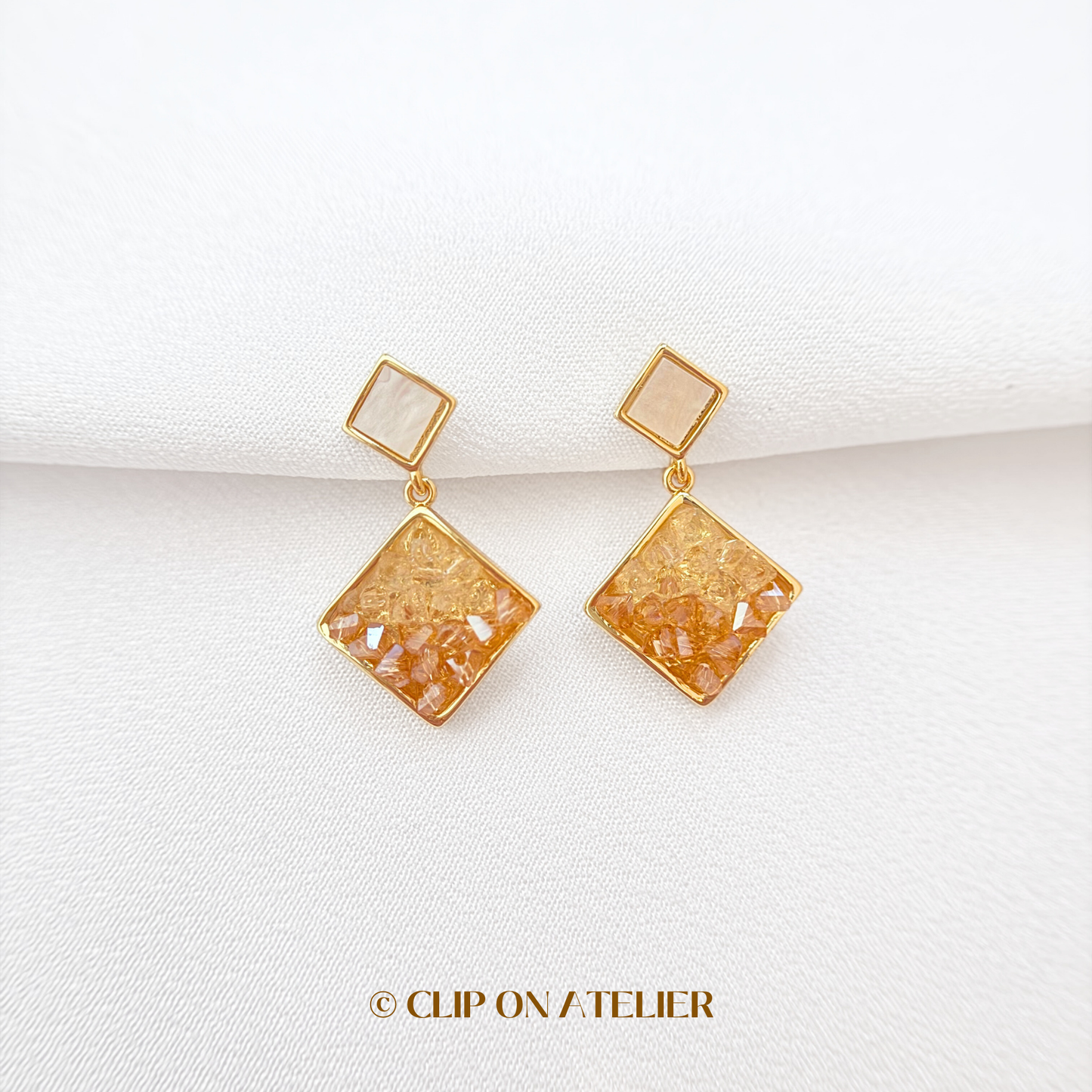 Sunrise-Inspired Crystal Clip On Earrings