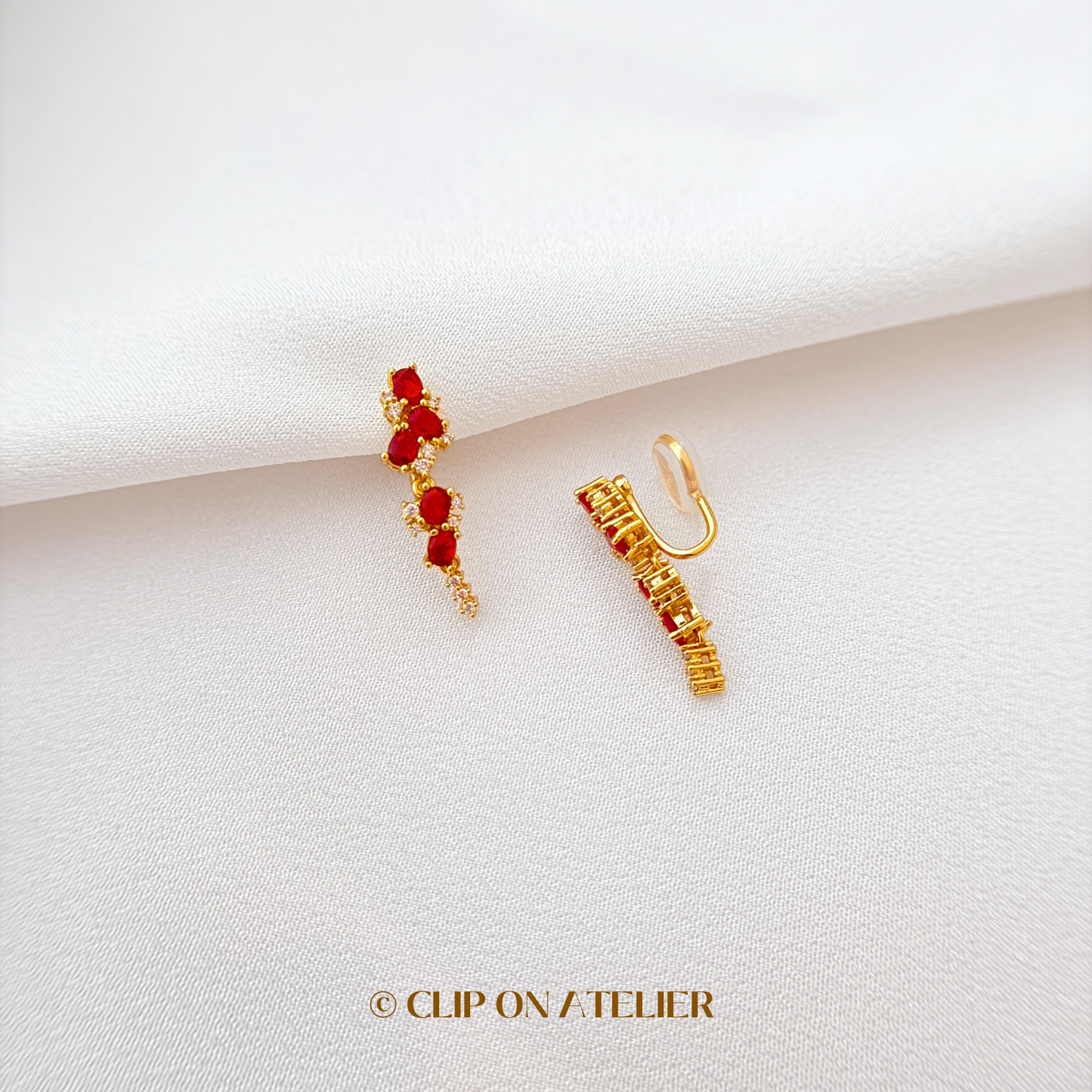 Luxe Ruby CZ Diamond Clip On Earrings