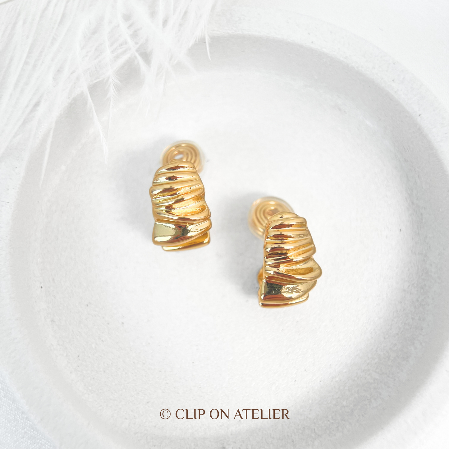 Statement Gold C-shaped Hoop Clip On