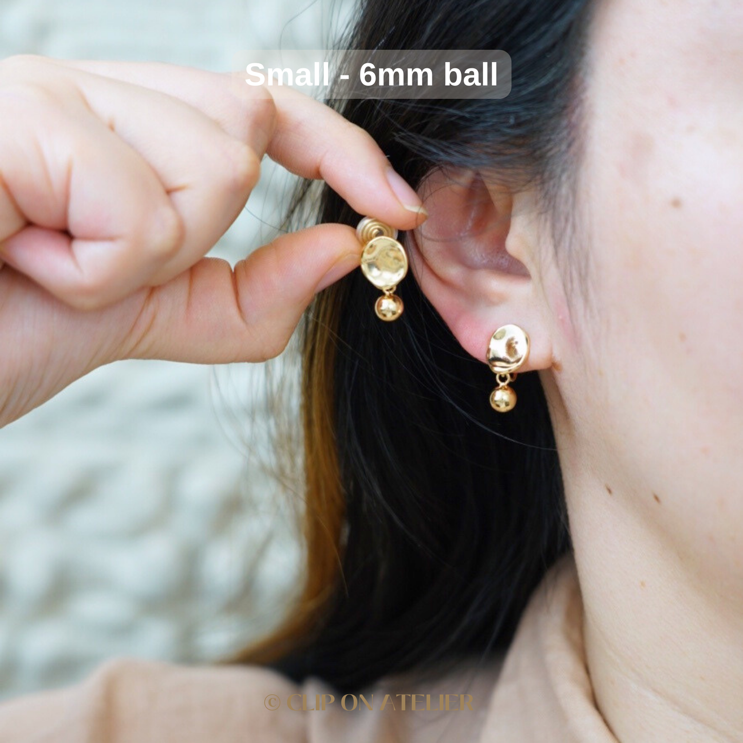 Clip On Earrings Minimalist Gold Ball