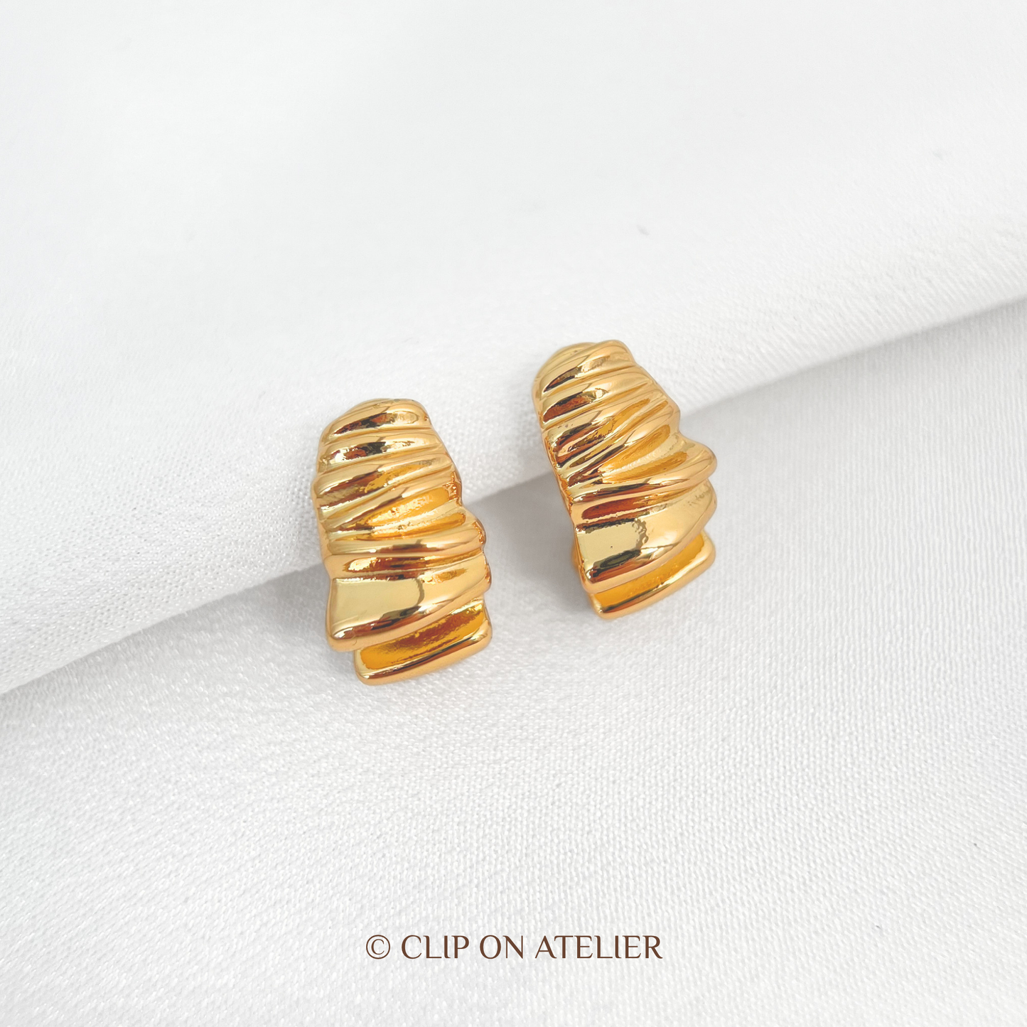 Statement Gold C-shaped Hoop Clip On