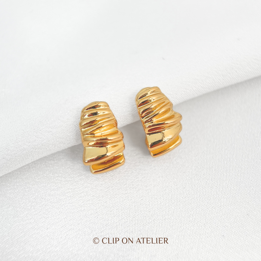 Statement Gold C-shaped Hoop Clip On
