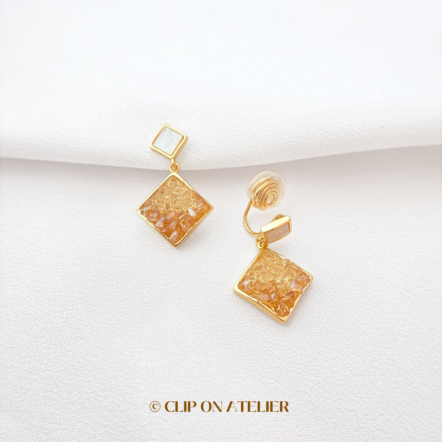 Sunrise-Inspired Crystal Clip On Earrings