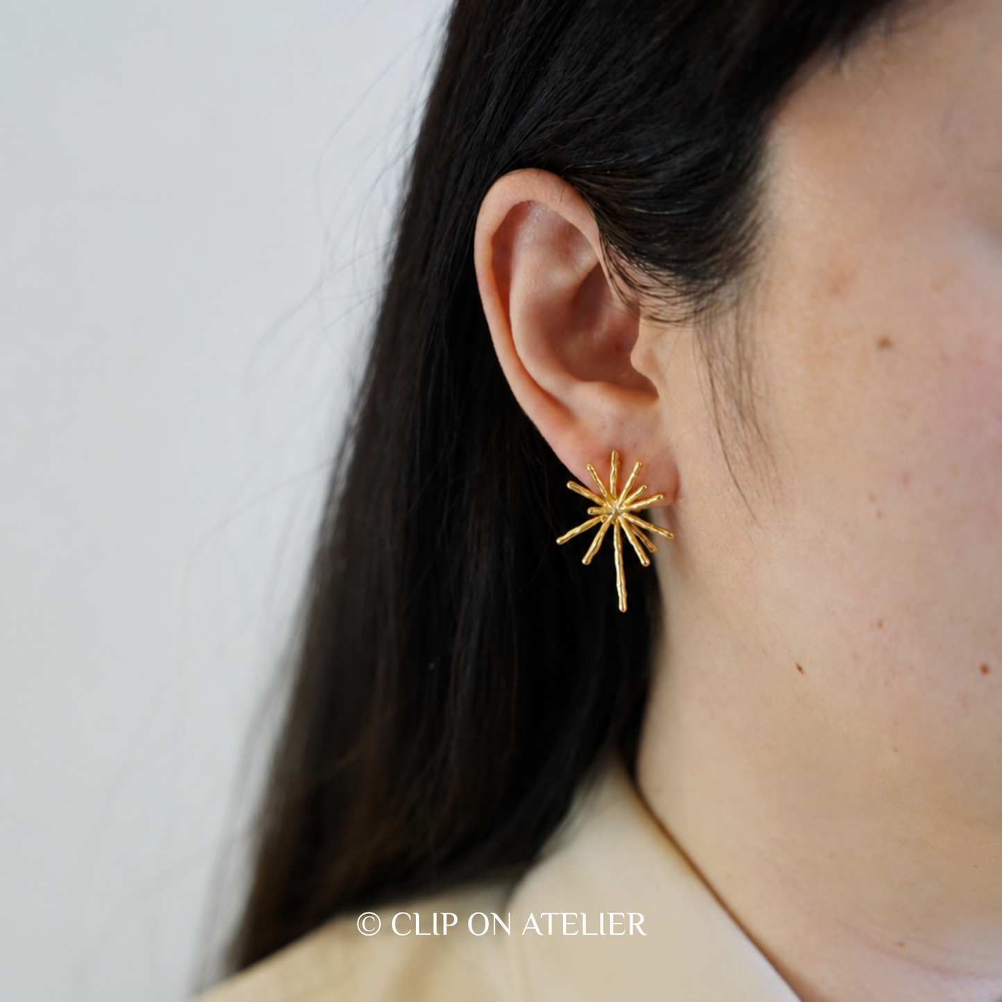 Gold Fireworks Clip On Earrings