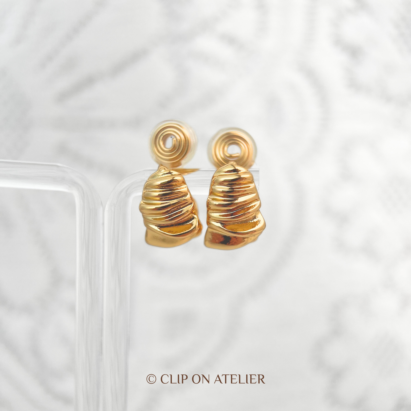 Statement Gold C-shaped Hoop Clip On