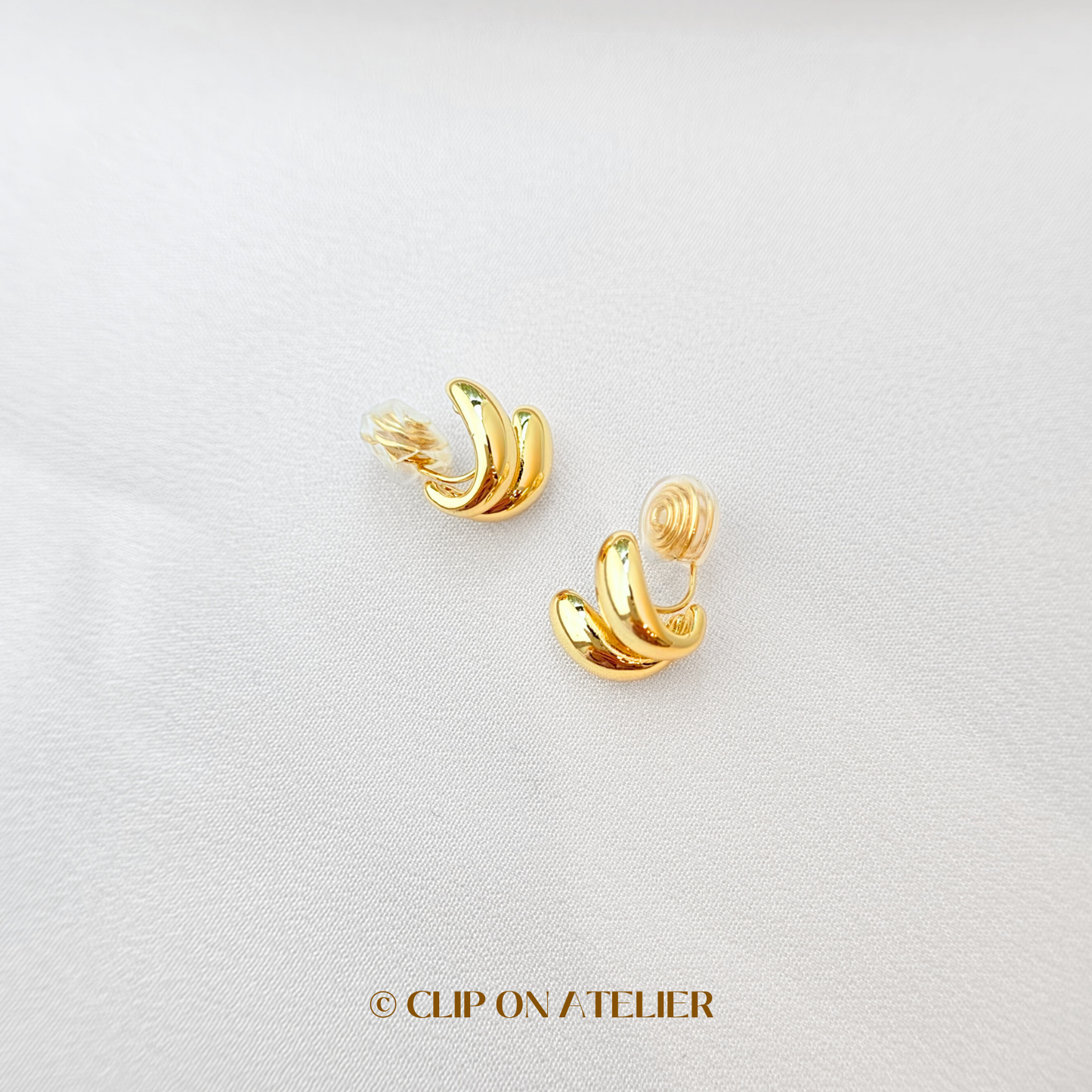 Minimalist Double Gold Hoop Clip On Earrings