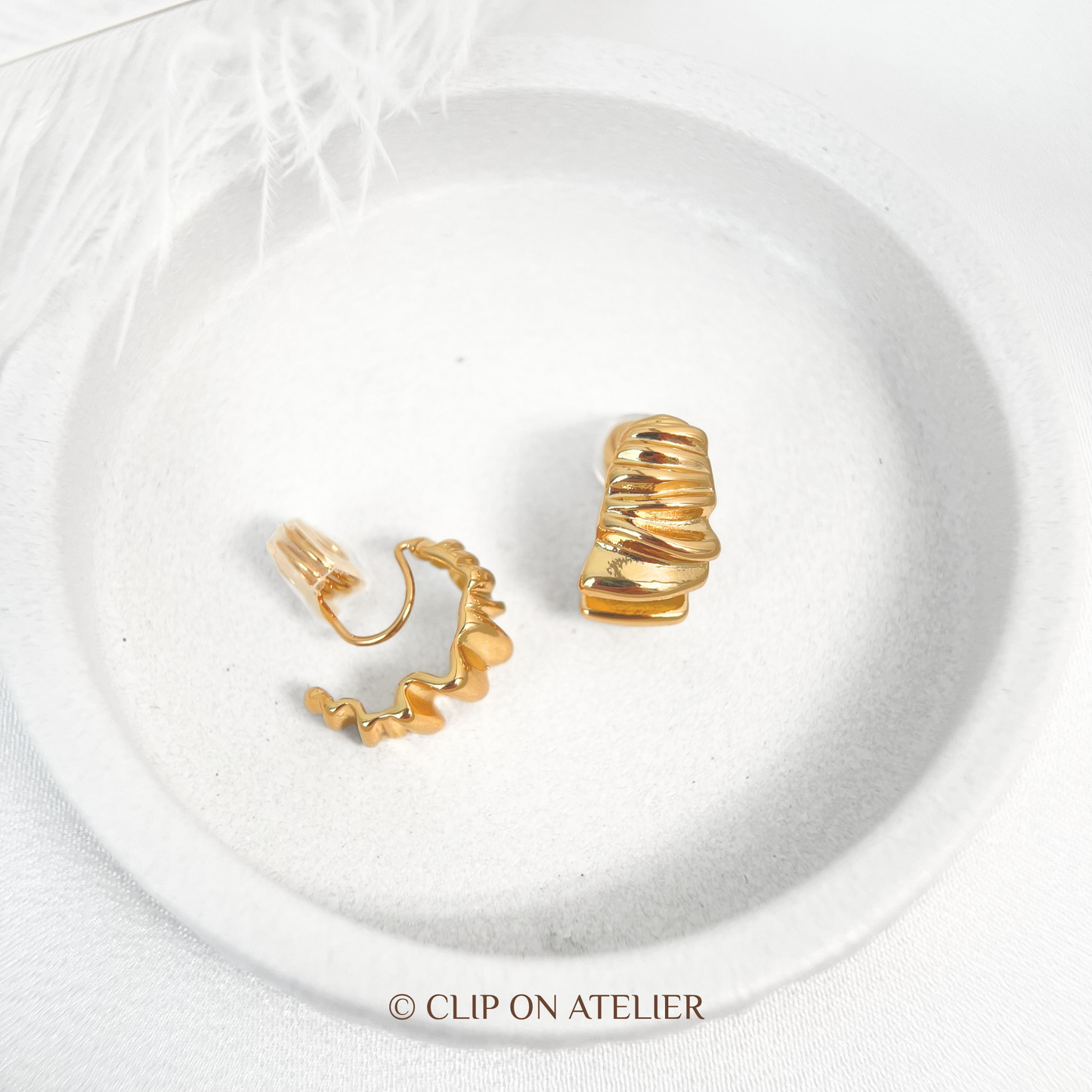 Statement Gold C-shaped Hoop Clip On