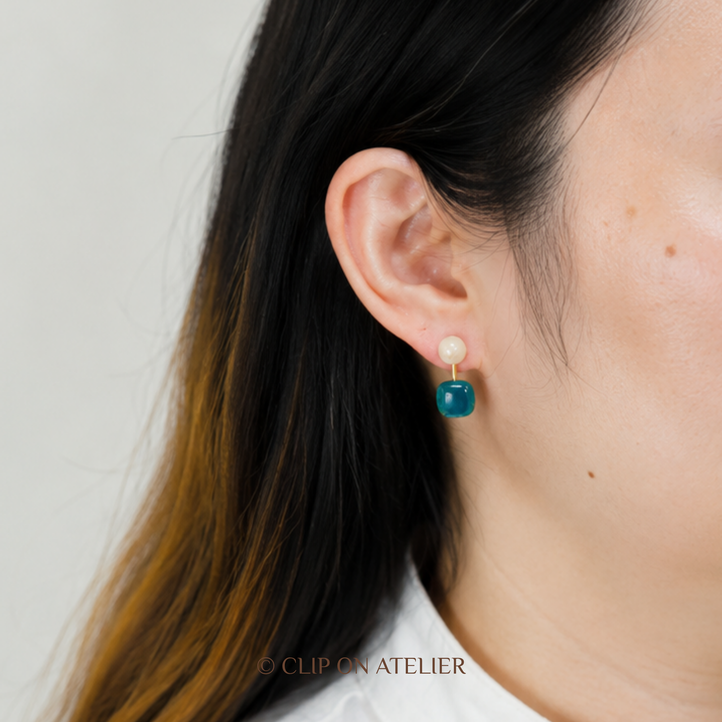 Artsy Watercolor Blue Resin Drop Clip On