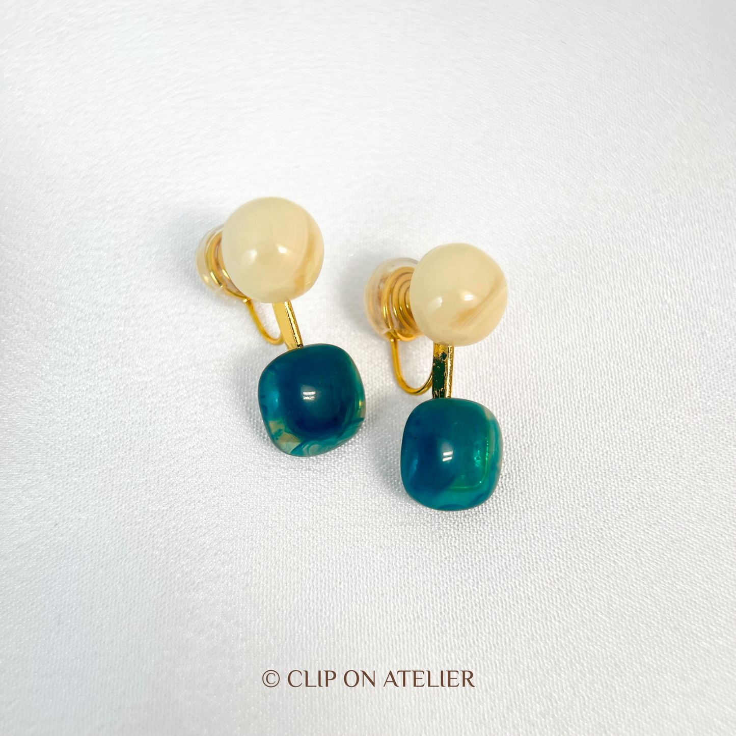 Artsy Watercolor Blue Resin Drop Clip On