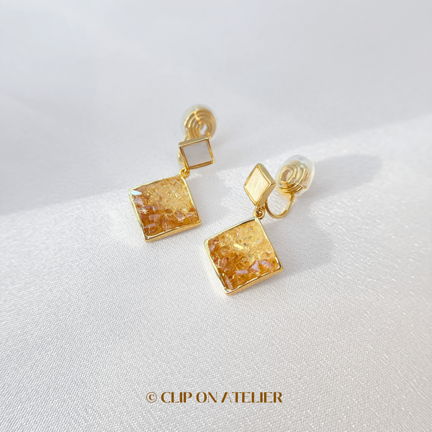 Sunrise-Inspired Crystal Clip On Earrings