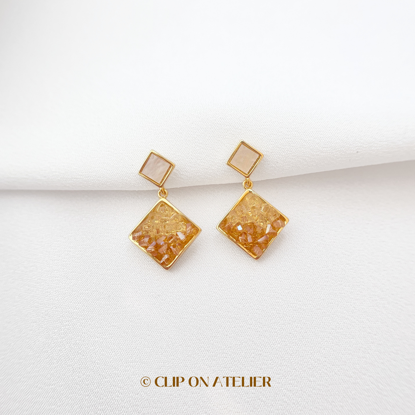 Sunrise-Inspired Crystal Clip On Earrings