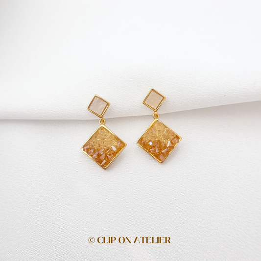 Sunrise-Inspired Crystal Clip On Earrings