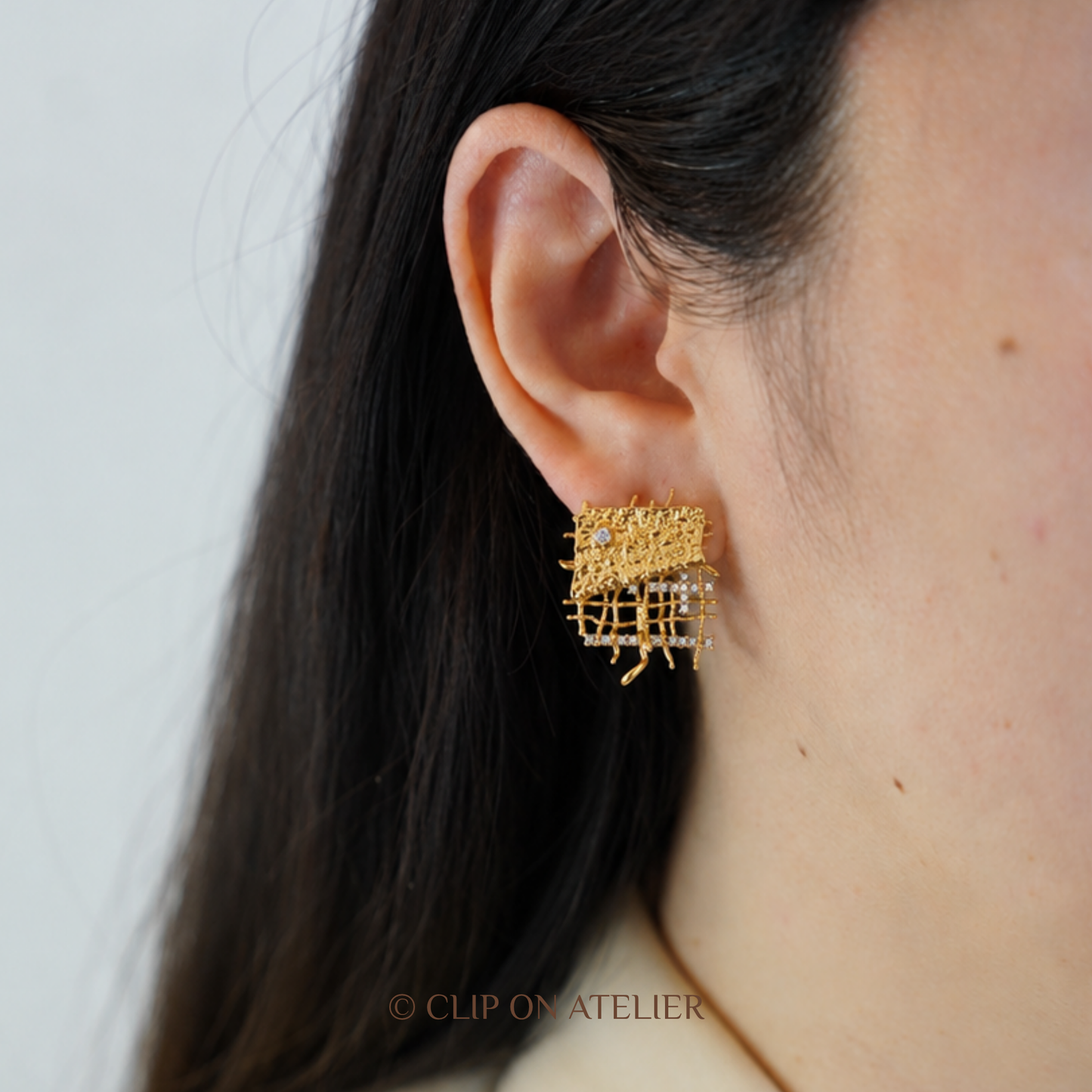 Artisan Gold Weave Clip-On Earrings