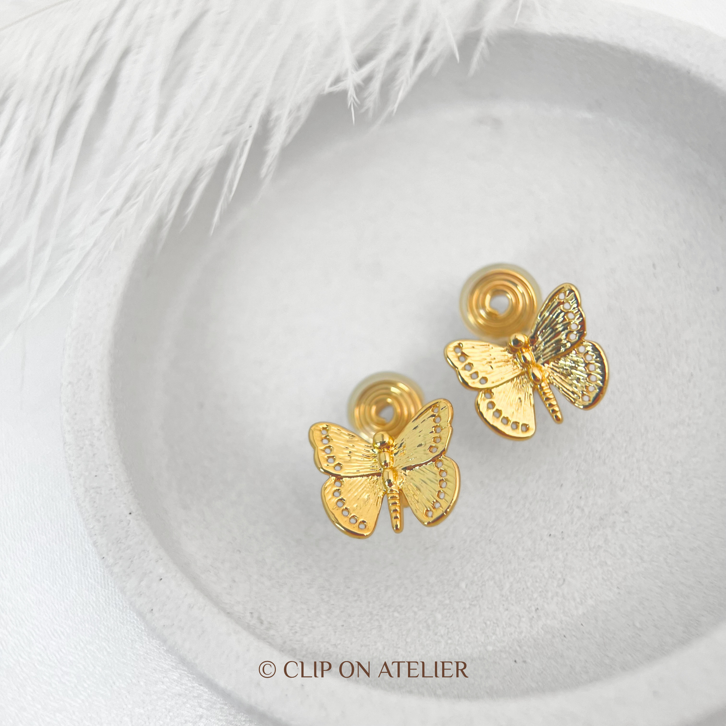 Refined Gold Butterfly Clip On Earrings