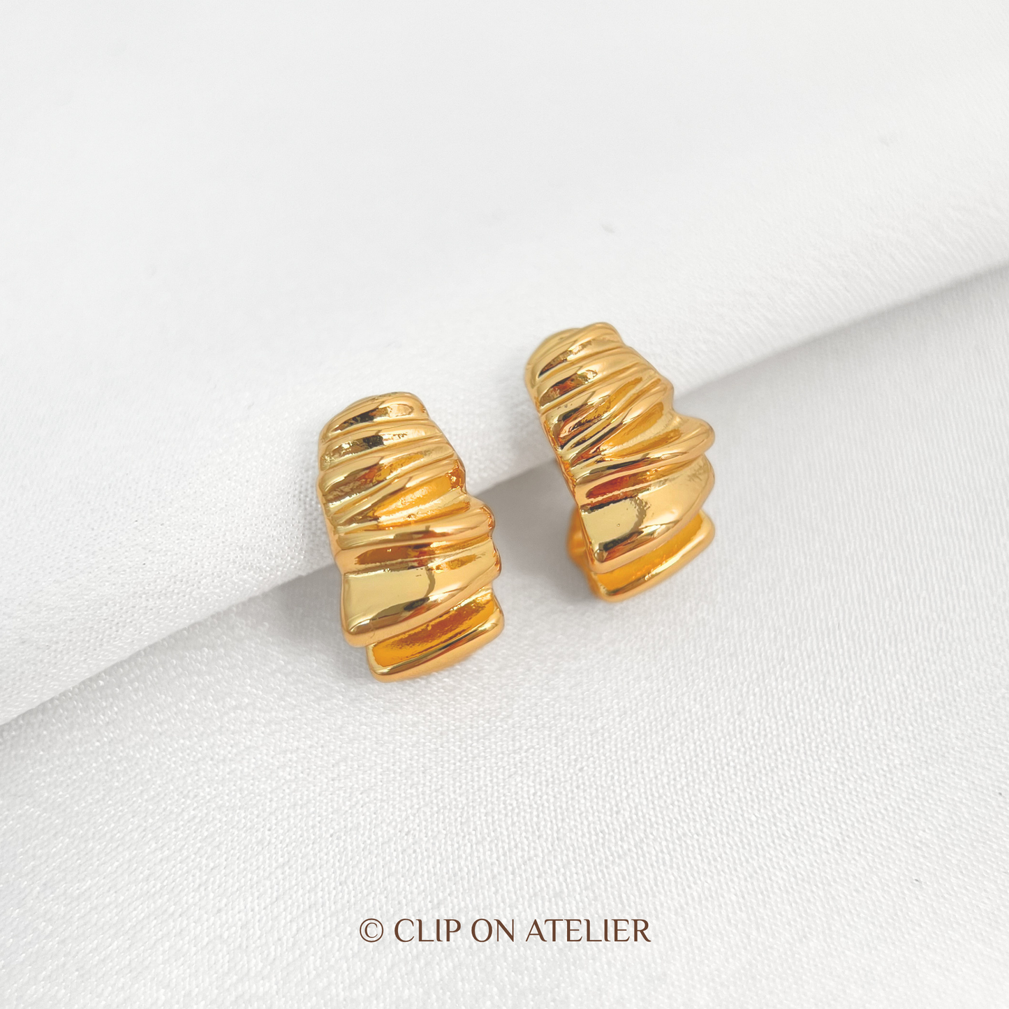 Statement Gold C-shaped Hoop Clip On