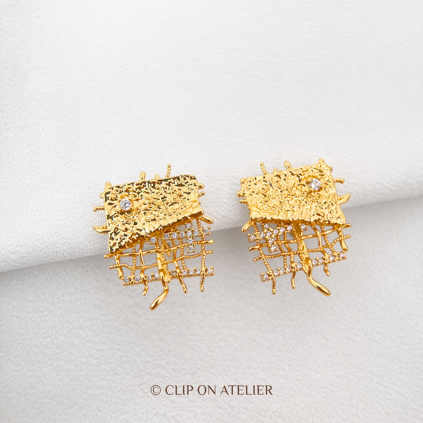 Artisan Gold Weave Clip-On Earrings
