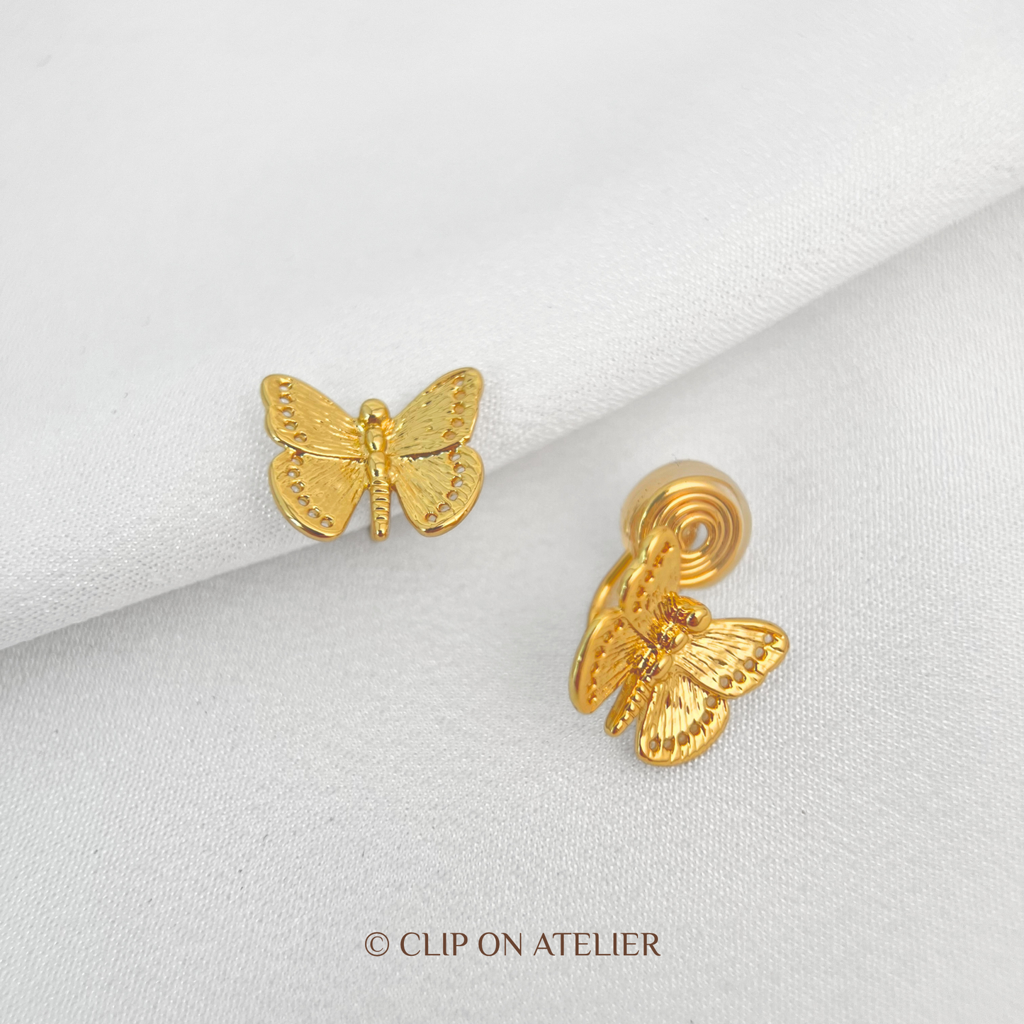 Refined Gold Butterfly Clip On Earrings