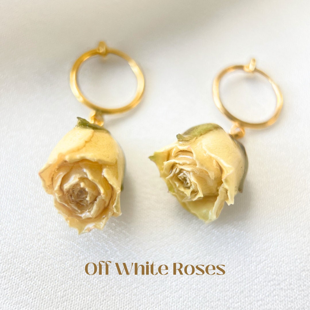 Clip On Earrings Dried Real Rose