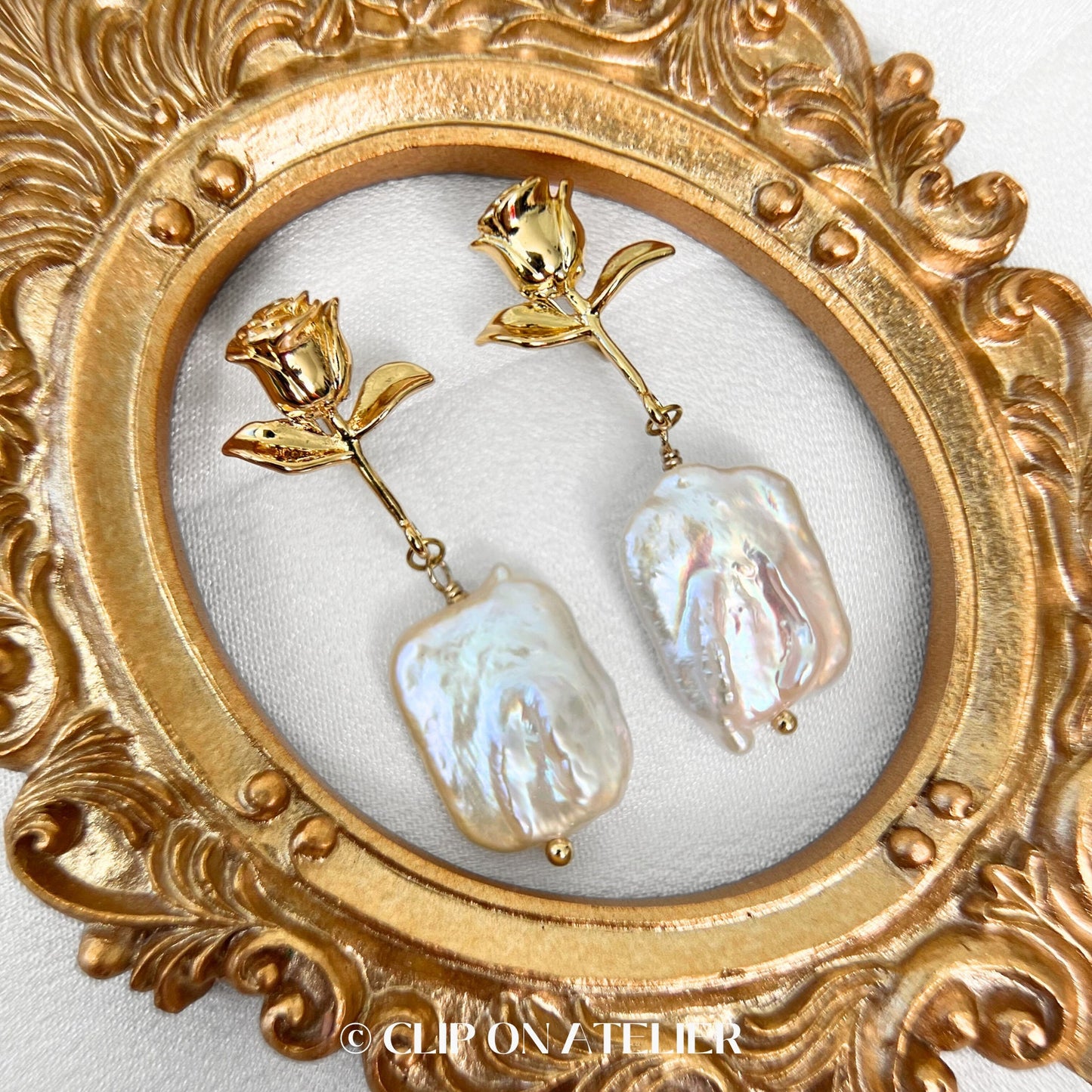 Natural Baroque Pearl Clip On Earrings