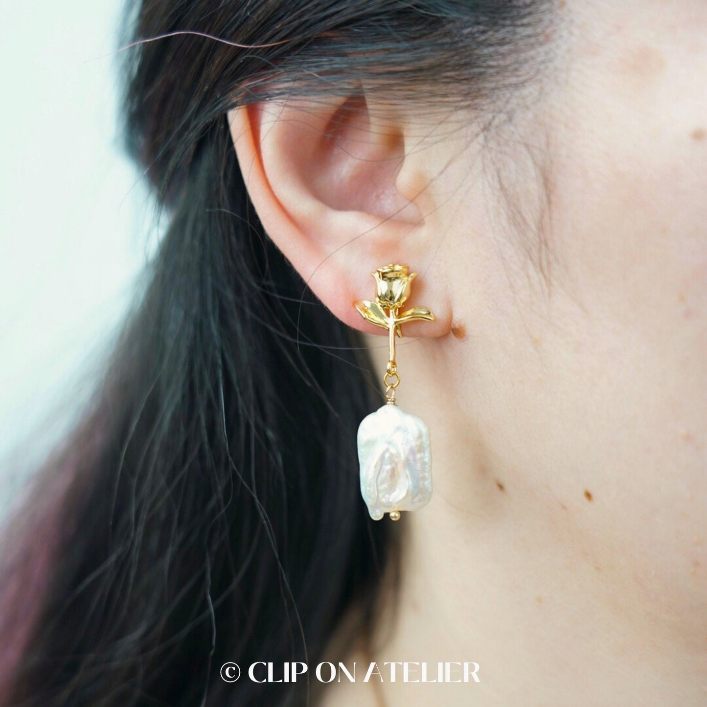 Natural Baroque Pearl Clip On Earrings