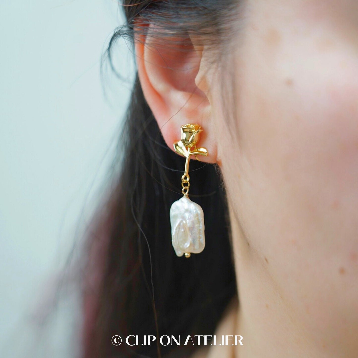 Natural Baroque Pearl Clip On Earrings