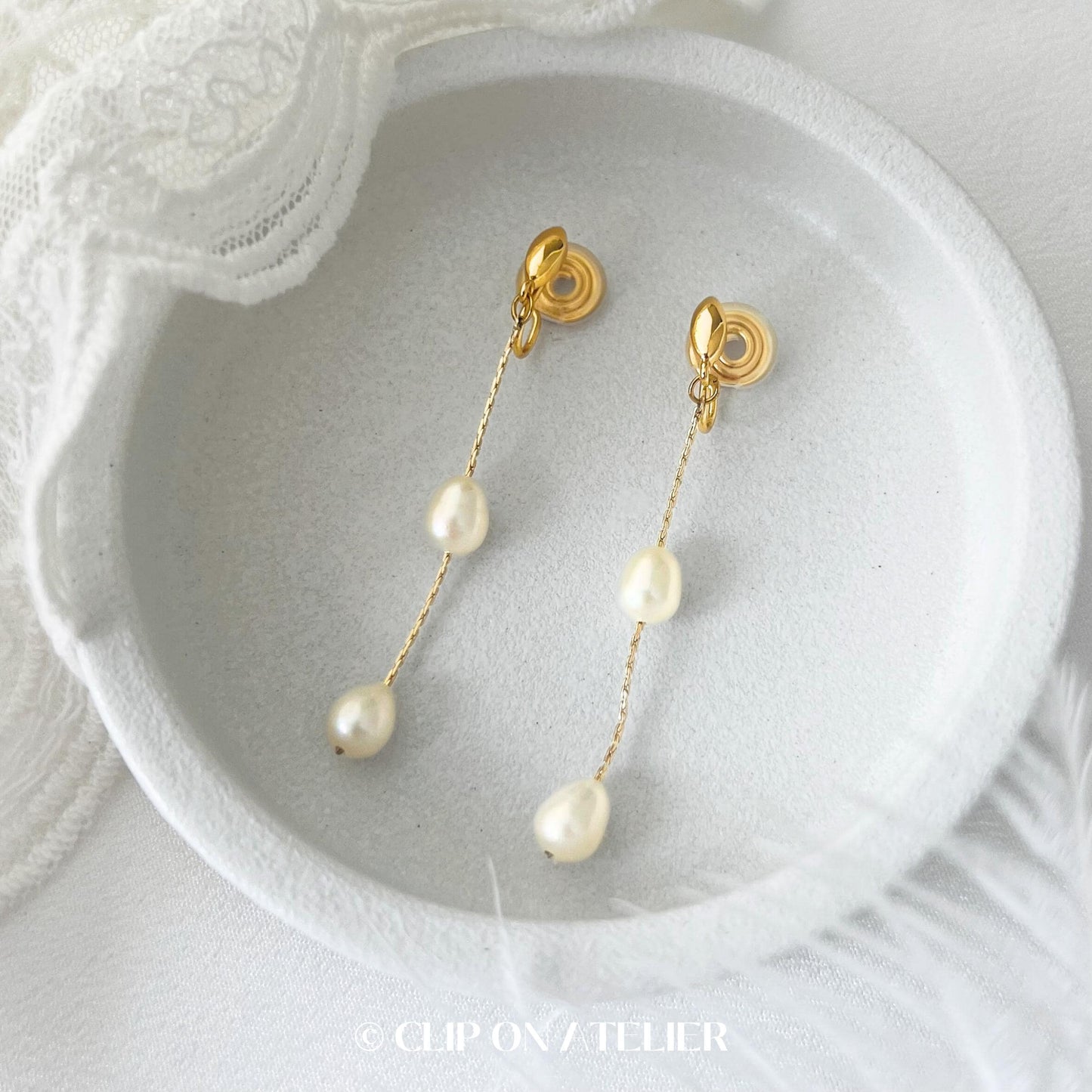 Minimalist Pearl Clip On Earrings