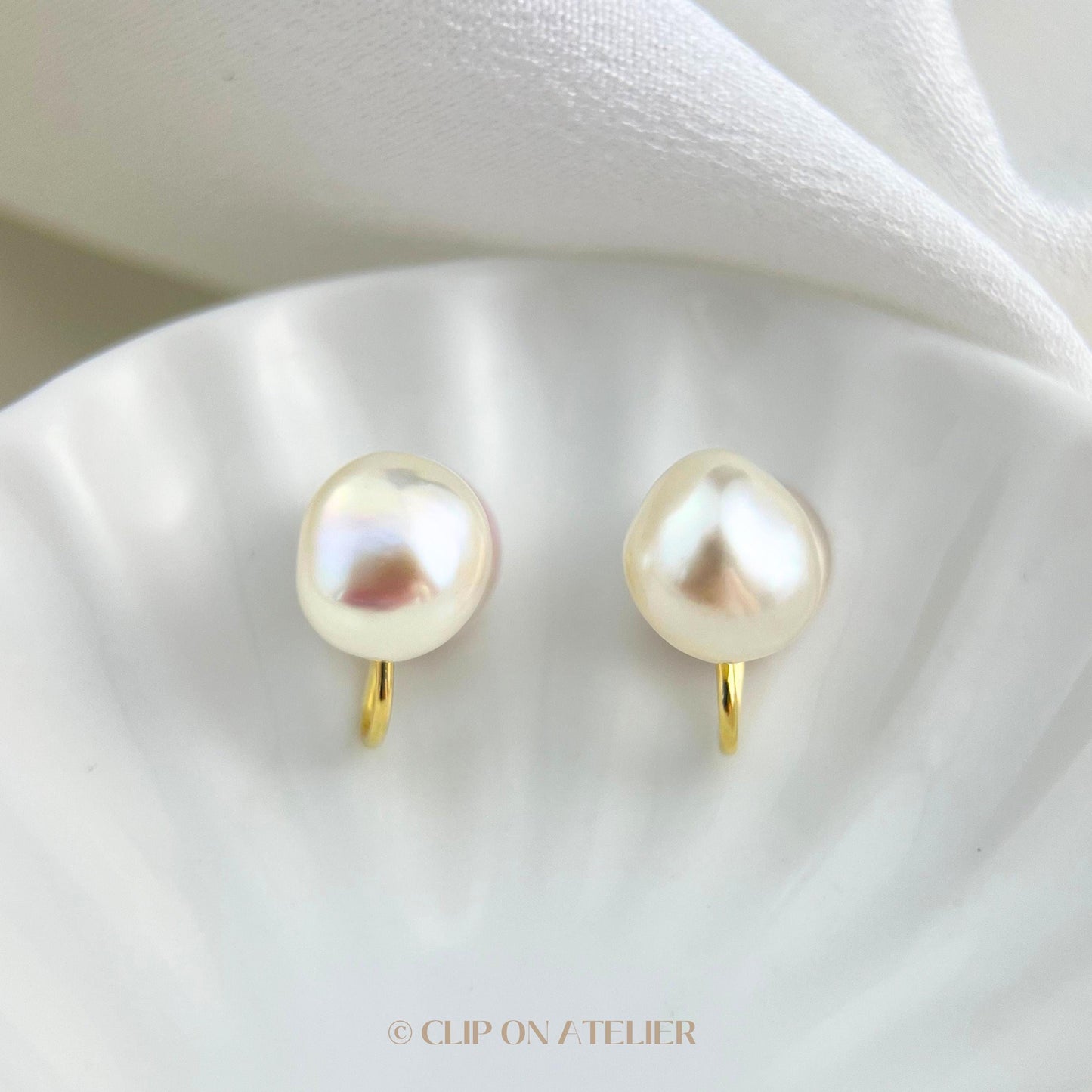 Clip On Earrings Natural Baroque Pearl Gold Dainty Ear Clips | Non Pierced Ears | Bridal Earrings Bridesmaid Earring Wedding Jewelry Gift